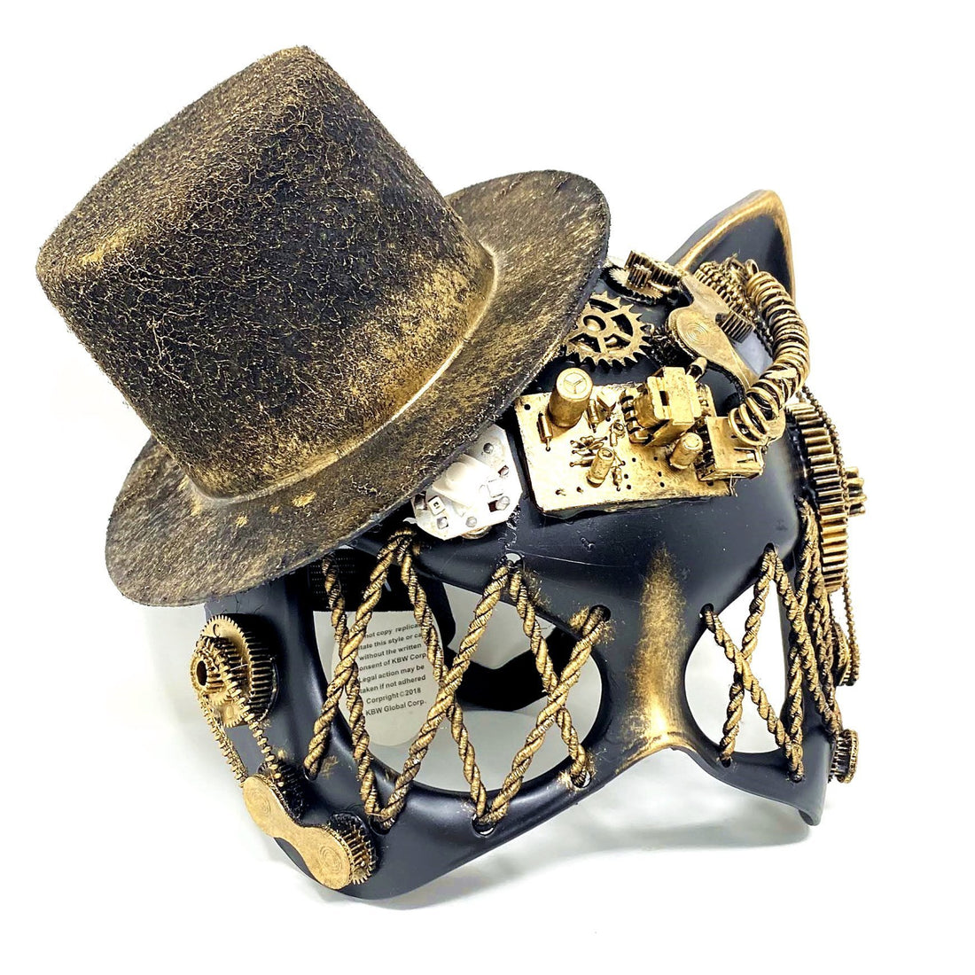 Cat Women Steampunk Masquerade Party Ball Face Mask For Halloween - Gold