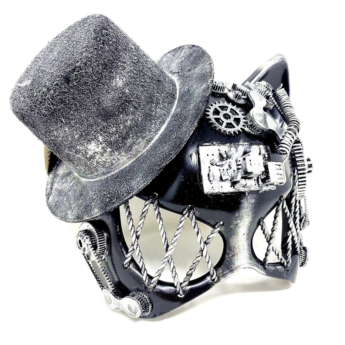 Cat Women Steampunk Masquerade Party Ball Face Mask For Halloween - Silver
