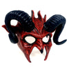 Cooper Krampus Ram Demon with Horns Devil Halloween Mask, Demonic Horned Devil Metallic Finish Half Face Mask