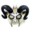 Cooper Krampus Ram Demon with Horns Devil Halloween Mask, Demonic Horned Devil Metallic Finish Half Face Mask