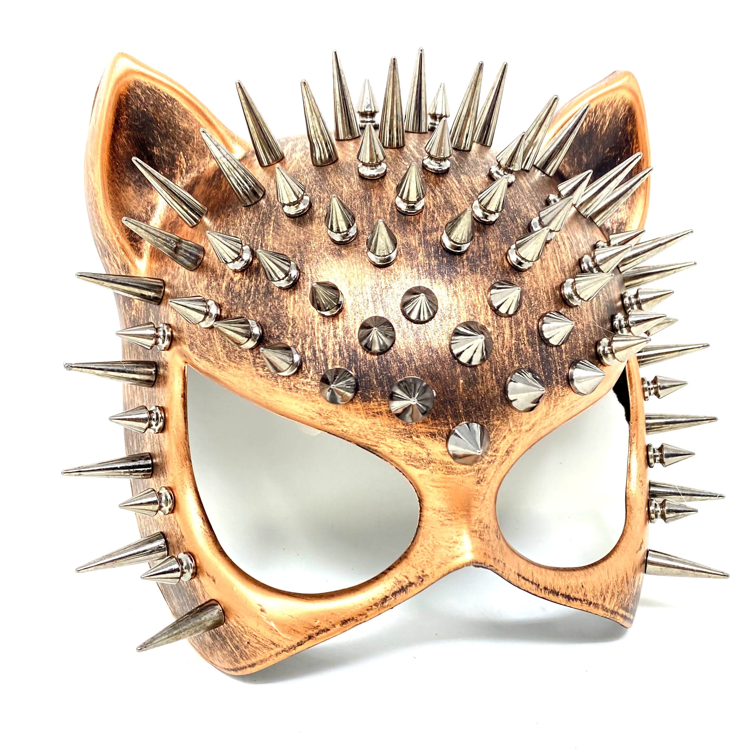Cat Women Masquerade Party Ball Spike Face Mask -Copper