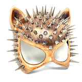 Women Metallic Steampunk Mask masquerade mask Gatto Party Goggle Cat face mask with spike For Halloween Christmas Ball Party