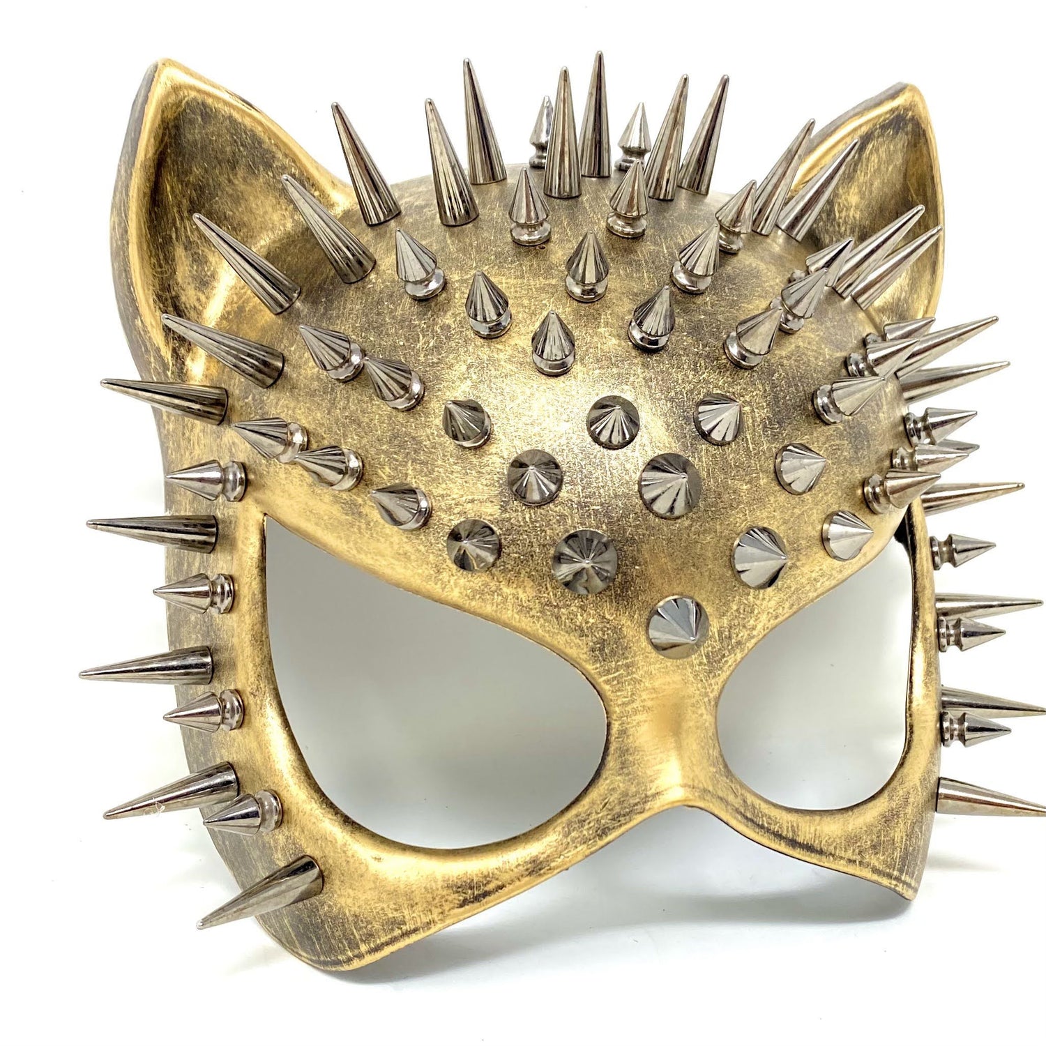 Cat Women Masquerade Party Ball Spike Face Mask -Gold