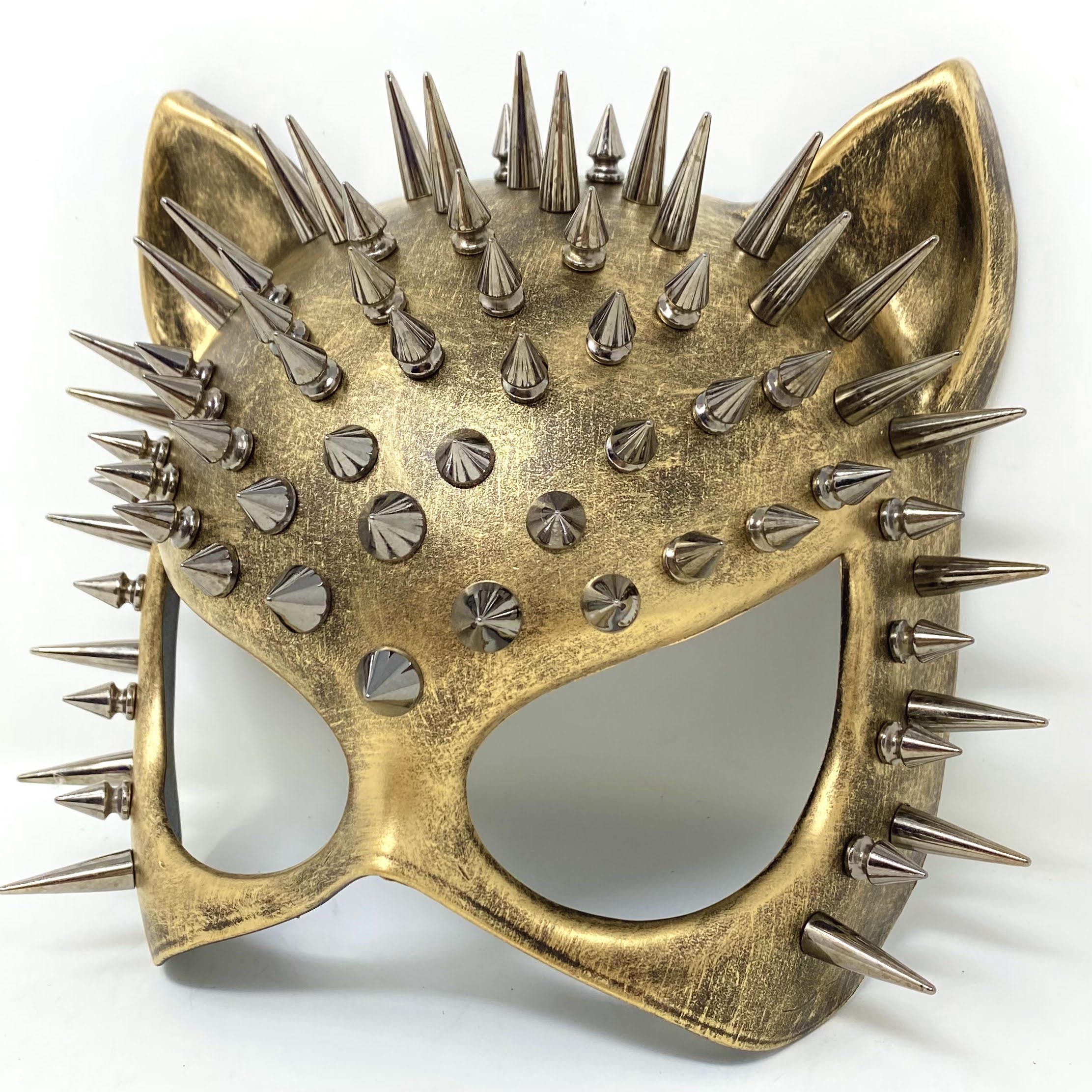 Cat Women Masquerade Party Ball Spike Face Mask -Gold