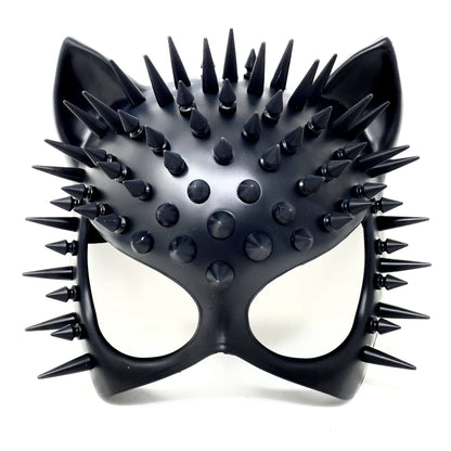 Cat Women Masquerade Party Ball Spike Face Mask -Black