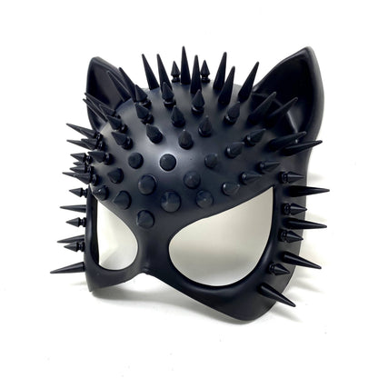 Cat Women Masquerade Party Ball Spike Face Mask -Black