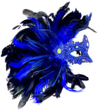Blue Masquerade Feather Mask